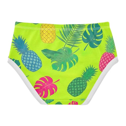 Tropical Leaves Pineapples Green Toddler Girl Underwear, Girls Underwear Cotton, 2T–8 Years2