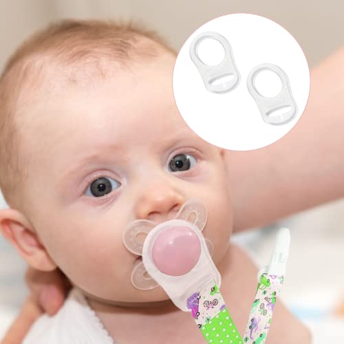 Silikon-Knopf-Ring, 2 Pcs Schnuller Adapter, Silikon Dummy Schnuller Halter Clip Adapter Ring, Silikonring für Schnuller (Transparent)