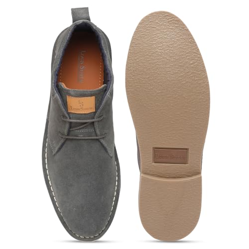Image of LOUIS STITCH Chukka Boots for Men| Suede Leather Boots for Men| High Ankle Casual Boot | Casual Office & Trekking Shoes | Hiking Boots for Men | Stitch Down Desert Boots |Grey [LSSDSUCKCUGY]