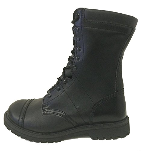 A1B18V Men's Tactical Boots Leather Black Combat Military 10 inch Cap Toe Side Zipper Army Work Shoes4