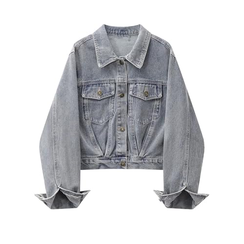 Veste en denim printemps femme décontractée en coton bleu classique