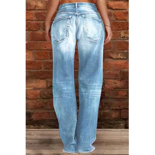 Ripped Design Jeans Baggy Straight Leg Ripped Loose Jeans Causal Boyfriend Distressed Wide Leg Denim Pants4