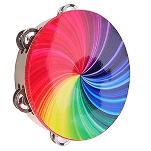 Hand Held Tamboerijn, Kleurrijke Hand Held Drum Bell 8 “Dubbele Rij Metalen Jingles Percussie Educatief Instrument voor Ktv Party Kids Games