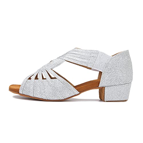 Image of Low Heel Women Ballroom Dance Shoes Salsa Batchata Social Beginner Practice Wedding Dancing 1.5in Heels YT04