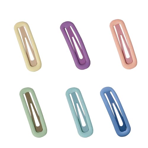 Oykrueats 6 Stücke Haarspange, Metall Snap Haarspangen, Kein Schlupf, Bonbonfarbene, Süße und Elegante Haarspangen für Mädchen, 7 cm, 6 stück (1er Pack)