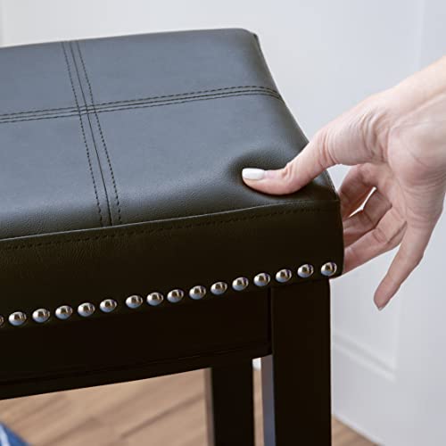 Linon AMZN2912 Kingston Black Wooden Backless Barstool thumb #3