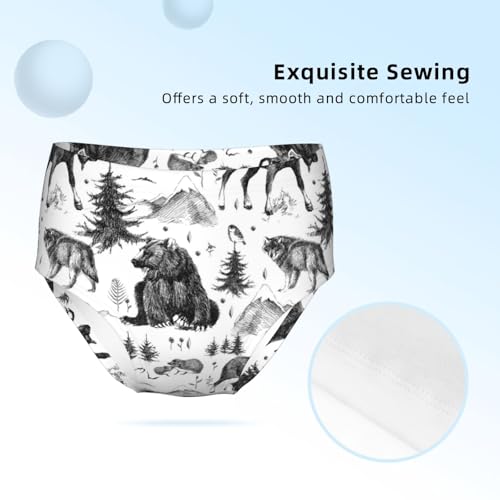 Scandinavian Woodland And Wild Animals Girls' Underwear Soft Cotton Little Girls Panties Comfort Briefs3