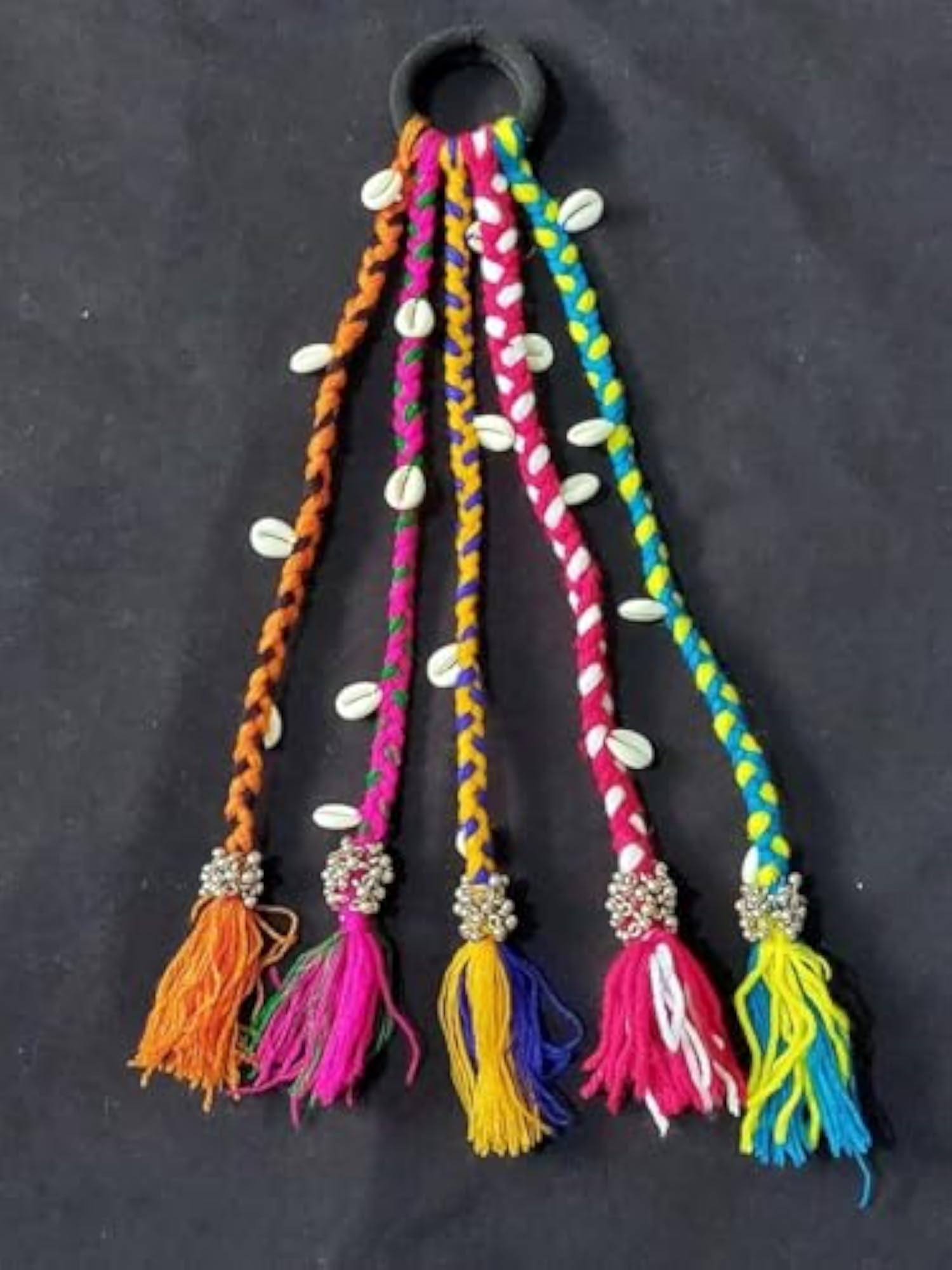 Navratri Look Hair Braids with Rubber Bands, Boho Accessories