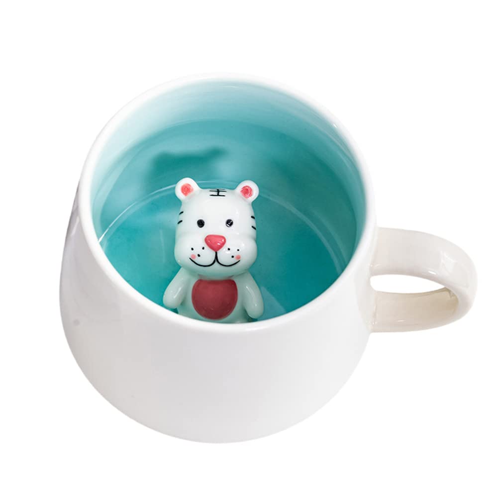 Biigming Tazza Tigre Tazza Animal 3D in Ceramica 350ml Tazzine da caffè Mug con Figurine Animati Regalo per Natale, Compleanno, Amici, Familiari o Bambini(Tigre)