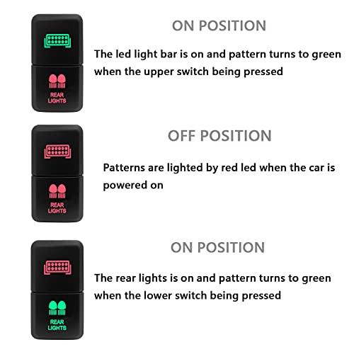 Image of LED Light BAR & Rear Lights Dual Push Button Switch with Wiring Connector for Toyota Tacoma 4Runner Land Cruiser FJ Cruiser 3Amp /12V 39mm X 21mm