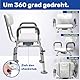 Duschstuhl für Senioren 360° Drehbarer Duschhocker mit Rückenlehne und Armlehnen, drehbar, kältebeständige Pads, bis 180 kg tragbar, werkzeugfreie Montage, ideal für die Innendusche
