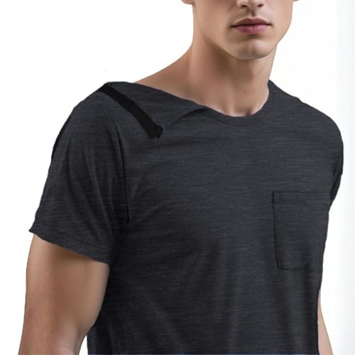 Short Sleeve Shirts for Men Tear Away Post Shoulder Surgery Shirt Recovery Full Open Side Snap Adaptive Chemo Clothing3