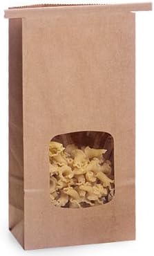 25 1 1/2 Lb. Tin Tie Bakery Bag w/ Window - Kraft