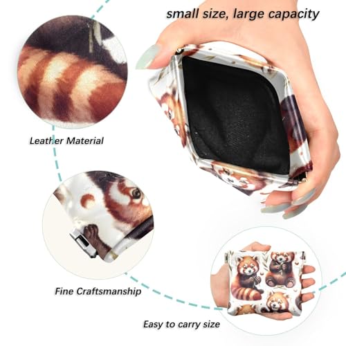Cute Red Panda Coin Purse Leather Pouch Change Purse, Squeeze Coin Pouch for Cards, Keys & Lipsticks, Unisex2