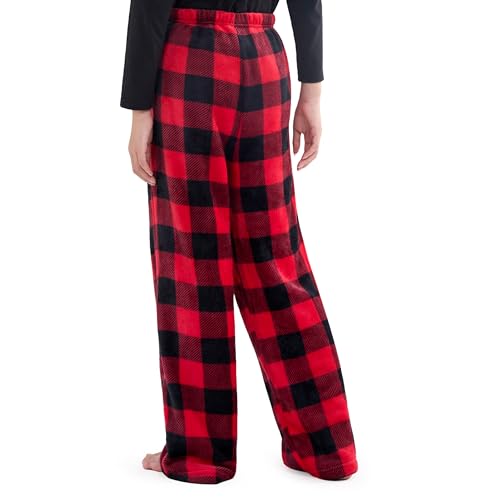 Giggling Getup Boys Pajama Pants Flannel Lounge Pants Soft Long Pj Bottoms with Pockets＆Elastic Waist Plaid2