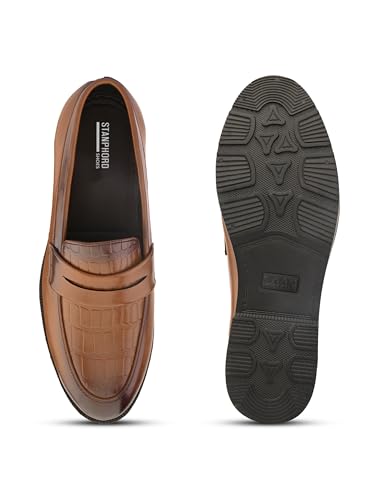 Image of STANPHORD Men Formal Loafer Shoes | PU Leatherette Slip-On Moccasins | Cushioned Anti-Slip | Office Business Casual (TPSL 25010)