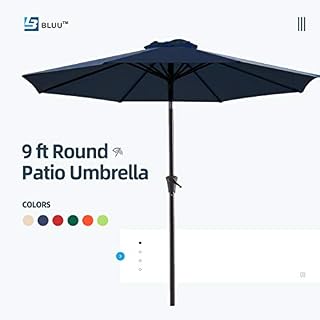 Bluu Patio Umbrella 9 Ft Outdoor Table Market Umbrellas with Push Button Tilt