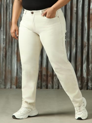 Image of High Star Women Washed Cotton Mom Fit High- Rise Jeans 49