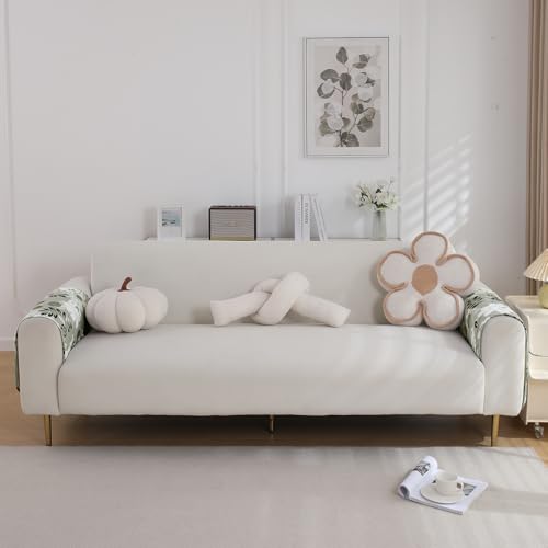 Image of HOKIPO 'Elira Series' Digitally Printed Water Repellent + Waterproof Sofa Armrest Cover with Pockets (2Pcs) - Feather Brown Floral (AR-5251-C1*2)