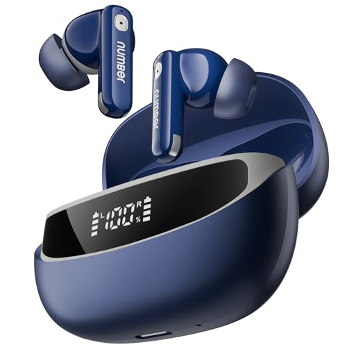 Image of Number Navo Buds Z1 TWS Earbuds | 72H Playtime | Digital Display Case | Quad-Mic ENC | Dual Pairing | Hi-Bass 13mm Drivers | Quick Charge | 35ms Low Latency | IPX5 | Touch Controls | (Winter Blue)