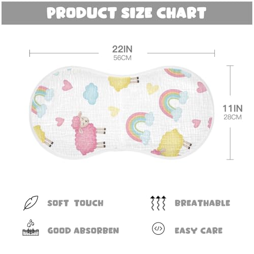 MCHIVER Sheep Rainbow Hearts Baby Burp Cloths Cotton Washcloths Super Soft Absorbent Burping Rags for Baby Boys Girl Burpy Cloth Bib 1 Pack4