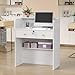 OmySalon Reception Desk with Counter, Small Front Desk w/Lockable Drawer, Wooden Modern Reception Table for Salon Lobby Office Home (White, 32)