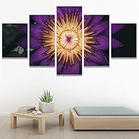 SIGNWIN 5 Panel Canvas Wall Art Purple Petal for Home Decorations Ready to Hang - 60