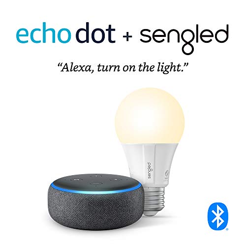 Echo Dot (3rd Gen) - Smart speaker with Alexa - Charcoal with Sengled Bluetooth bulb