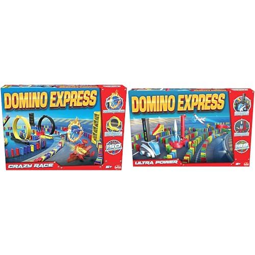 Crazy Race - Set di 2 giochi: Domino Express Crazy Race + Ultra Power - Gioco di costruzioni - Domino Races - Diventa il re della cascata - Gioca con la famiglia o gli amici - 1+ giocatori