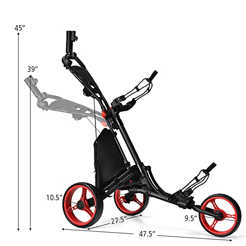image for Tangkula Golf Push Pull Cart, Lightweight Foldable Collapsible 3 Wheel