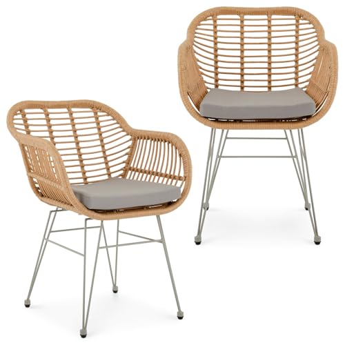 IDIMEX Lot de 2 chaises de Jardin Paramo, Imitation rotin Brun et Gris Fauteuil d'extérieur pour terrasse ou Balcon résistant aux UV, 4 Pieds en métal Anti-Rouille et...