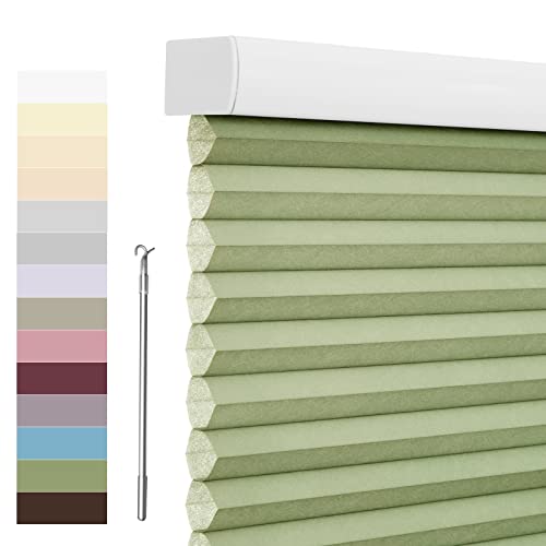Tonature Custom Cellular Shades Cordless Window Shades Light Filtering Bottom up Honeycomb Blinds Waterproof UV Protection Room Darkening Blinds for Windows, Office and Living Room Green