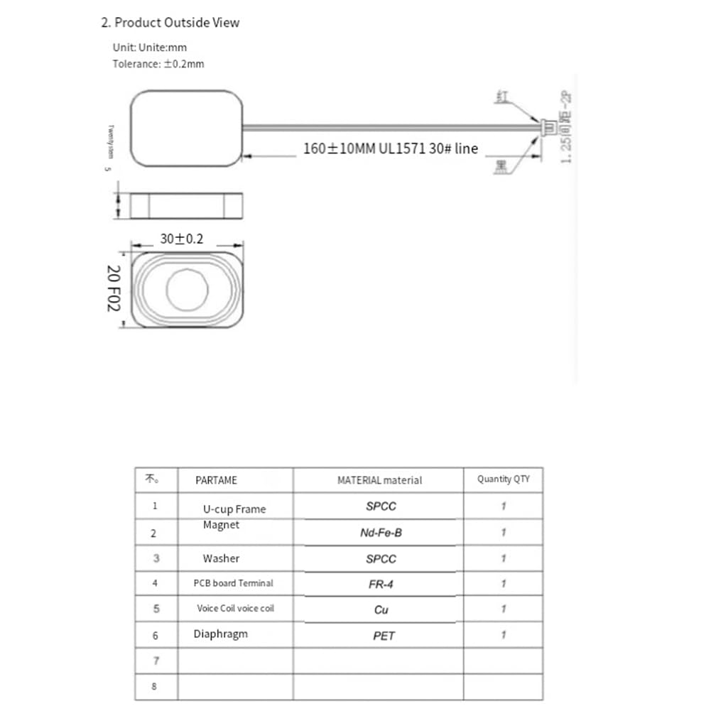 2030 Głośnik Audio Głośnik Głośnik Kompatybilny z Bluetooth Terminal 1.25 4Ω 3W