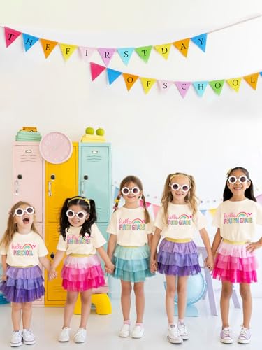 Image of First Day of School Shirt Girls Boys Preschool to 5th Grade Tshirt Kids Back to School Graphic Tee Tops