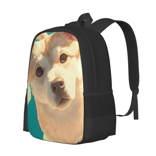 Large Capacity Portrait of Cute Dog Anime Style Backpack Large Multipurpose Bag Double Zipper Backpack Unisex 17 Inch2