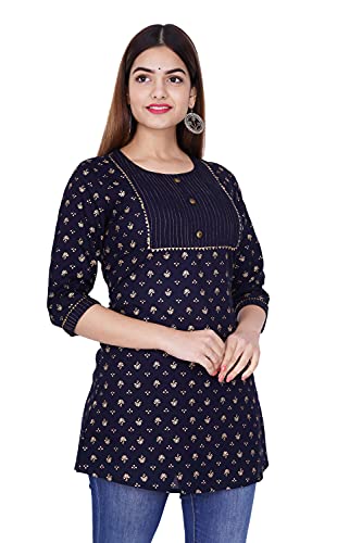 Image of Shiva Fab Short Kurti for Women | Embroidered Straight Rayon Kurta | Round Neck Full Sleeves Short Kurti for Women's
