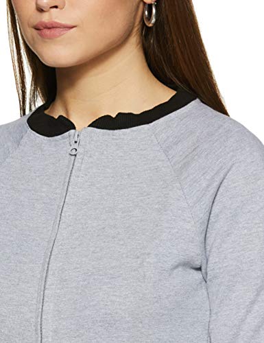 Image of Campus Sutra Women's Cotton Hooded Neck Sweatshirt (AZW18 ZHBDR W PLN GRBL AZ Grey Medium Grey M)