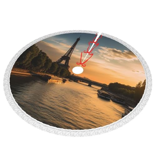 Jupe de sapin de Noël 122 cm coucher de soleil pour soirée de réveillon - 8