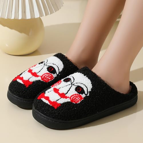 Halloween Ghost Slippers Funny Skull Fuzzy Slippers Plush Warm Comfort Light Weight House Shoes2