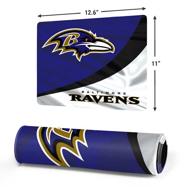 Skinit Small Gaming Mouse Pad - Officially Licensed Baltimore Ravens Design with Stitched Edges, Waterproof, Non-Slip Rubber Base, Desk Mat for Keyboard & Mouse, 12.6