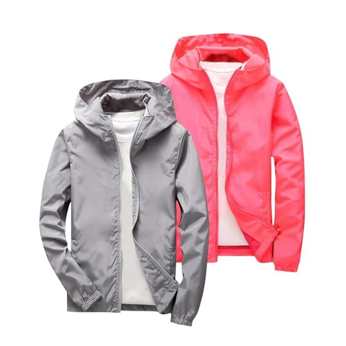 Veste de pluie imperméable et coupe-vent léger avec fermeture éclair intégrale - Lot de 2