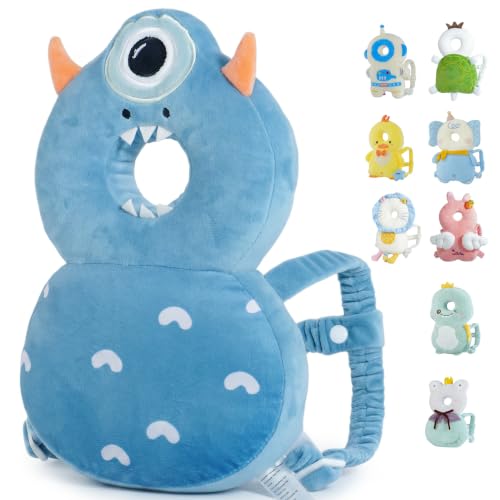 Image of Baby Head Protector Backpack - Soft & Lightweight Fall Cushion Backpack for Toddlers Walking and Crawling (One-Eyed Monster)