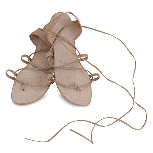 Danshuz Adult Tan Leather Suede Split Leather Sole Hermes Sandals 4 Womens