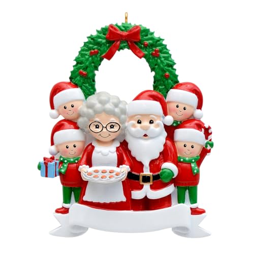 Santa and Mrs Claus Christmas Ornament 2026 Personalized for Family of 6