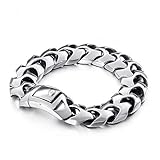 Couleur : argenté Qiaonitu Bracelet en acier inoxydable poli en forme de flèche, hip-hop, punk, chaîne de vélo, bijoux pour hommes, 20-24 cm, Acier