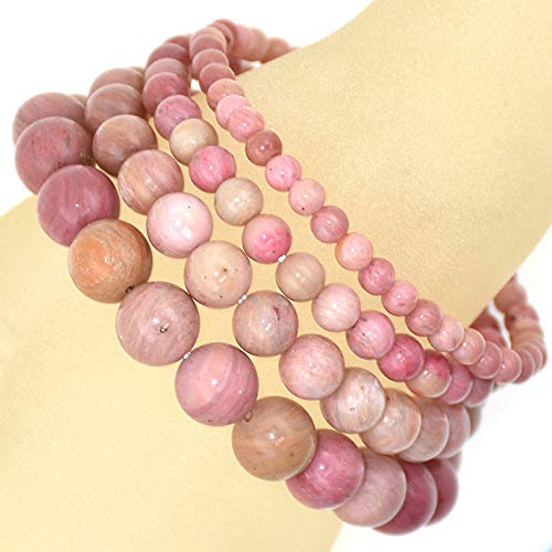 Bracelets Handmade Natural Healing 4mm 6mm 8mm 10mm Gemstone Round Beads Stretch Bracelet - (Colors:59 Rhodochrosite, Size:10mm)