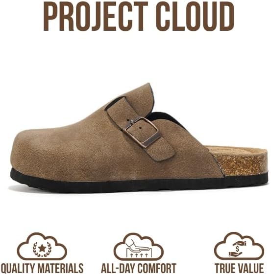 Project Cloud 100% Genuine Leather Kids Clogs with Natural Cork Footbed & Memory Foam Insole Arch Support - Non-Slip Clogs for Kids - Slippers Sandals for Boys & Girls Footwear - Image 4