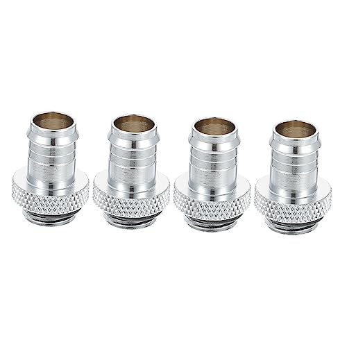 ARTIBETTER 4pcs 4 Metal Hand-Tight Barb Fitting 8-9.5mm Inner Diameter Silver Plated Water Cooling Fitting for Computer Cooling Systems
