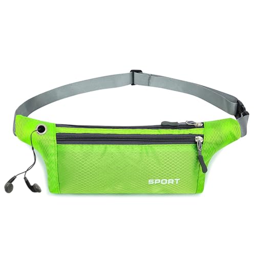 CCAIPU Bumbags Fanny Pack for Men and Women, Hiking Waist Bag Adjustable Waist Belt with Headphone Hole Waterproof Lightweight Waist Pack for Sport Travel Outdoor Camping (Green)