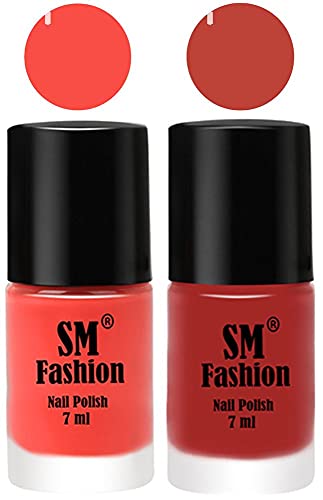 Image of Long Lasting Nail Polish | Nail Paint Combo 7 ml Each) - Set of 2 Coral-Dark Nude